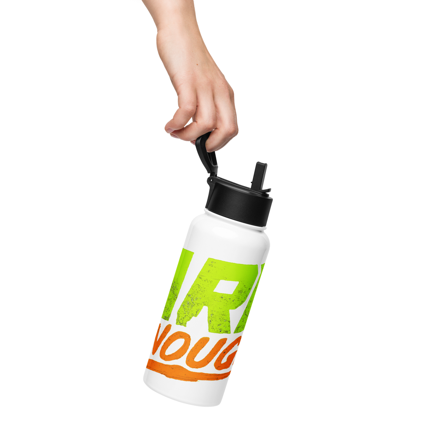 Stainless steel water bottle with a straw lid