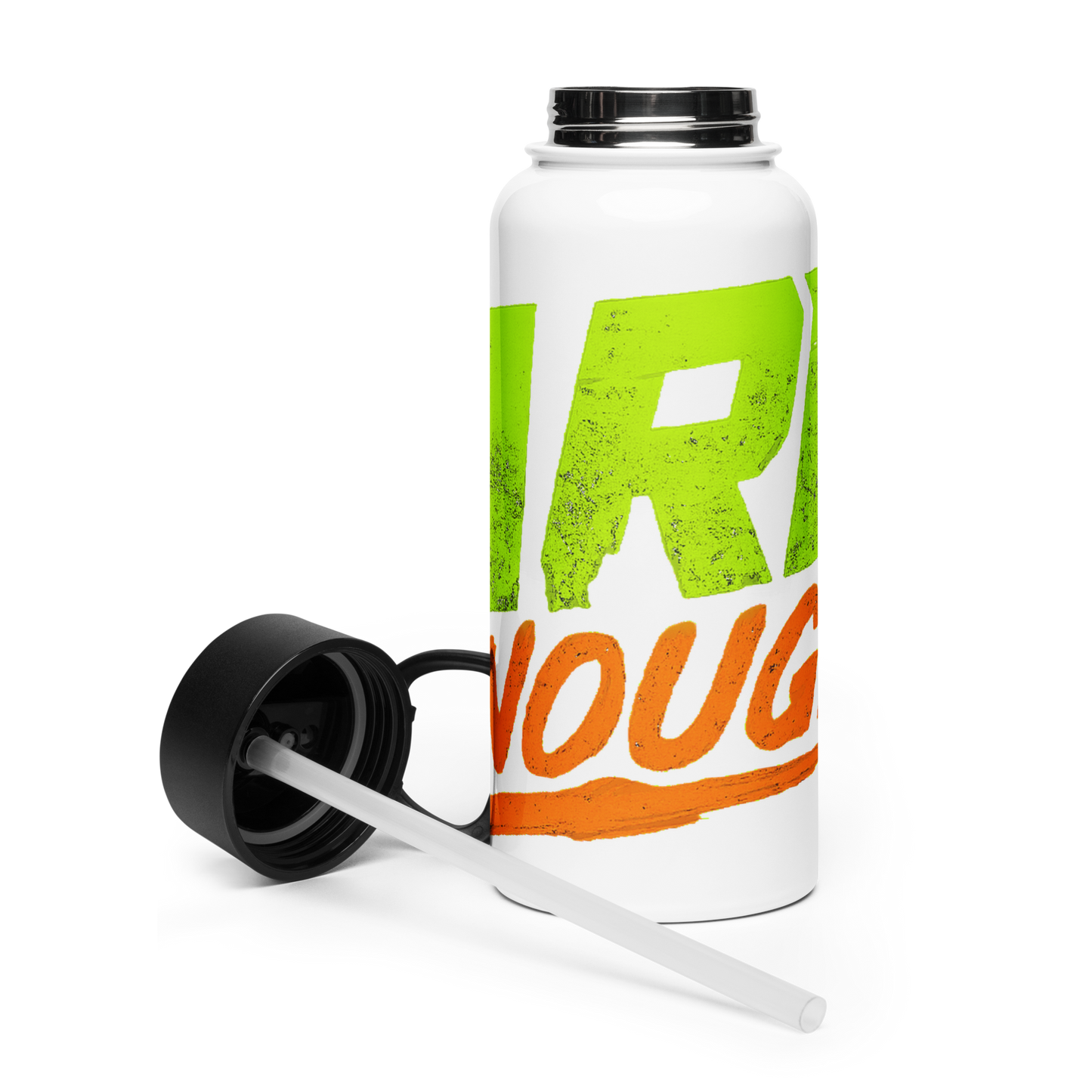 Stainless steel water bottle with a straw lid
